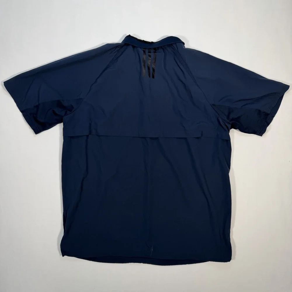 Adidas Mens Large Blue 1/4 Zip Short Sleeve Pullover Golf Athletic Shirt L